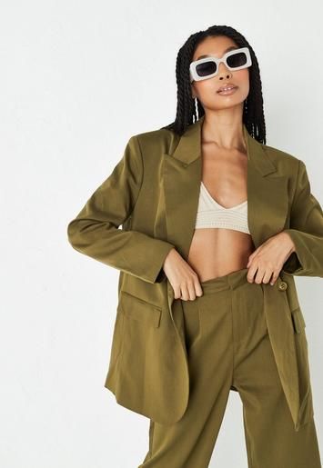 Missguided - Olive Co Ord Tailored Oversized Blazer | Missguided (US & CA)