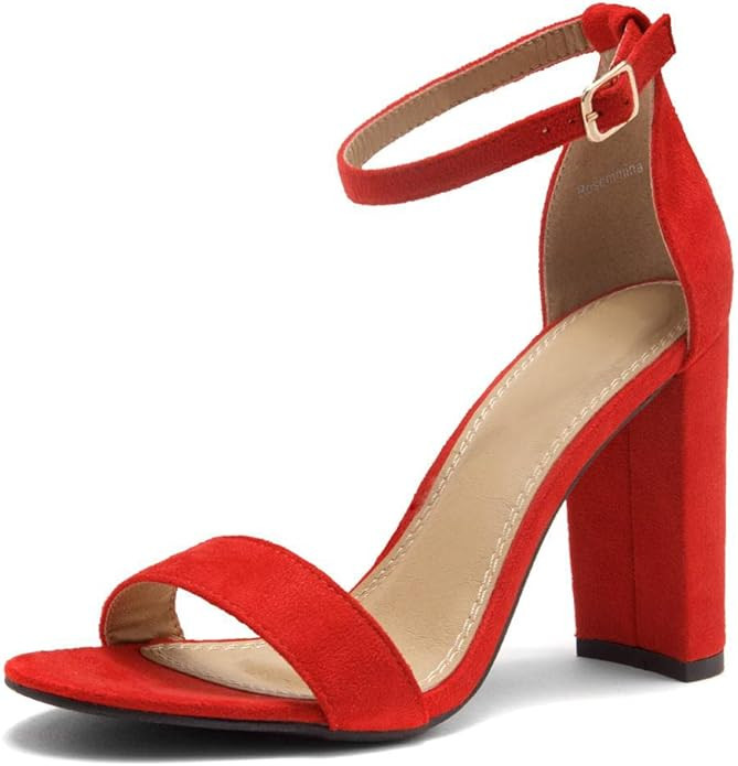 Herstyle Womens Rosemmina Chunky Block Heels Open Toe Ankle Strap High Heel Dress Pump Wedding Sa... | Amazon (US)