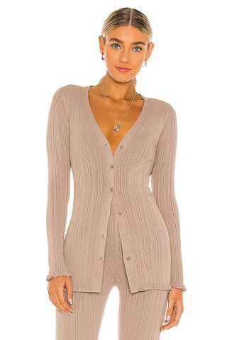 Tularosa Variegated Rib Cardi in Taupe from Revolve.com | Revolve Clothing (Global)