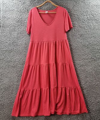 ANKO Womens Dress Size 8 Coral Pink Stretch Knit Short Sleeve A-line Midi | eBay AU