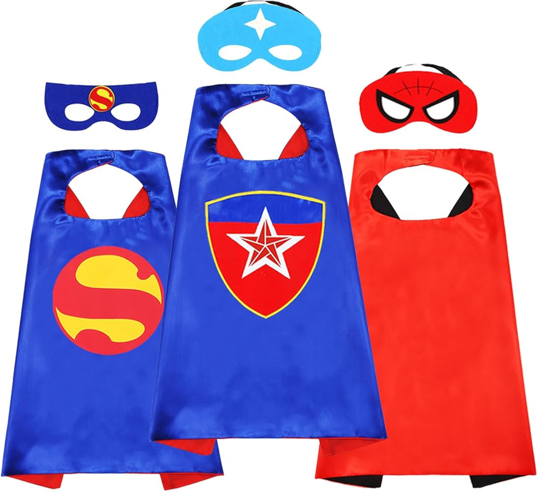 Superhero Capes and Masks for Kids Halloween Cosplay Double Side Capes Superhero Toy Kids Best Gi... | Amazon (US)