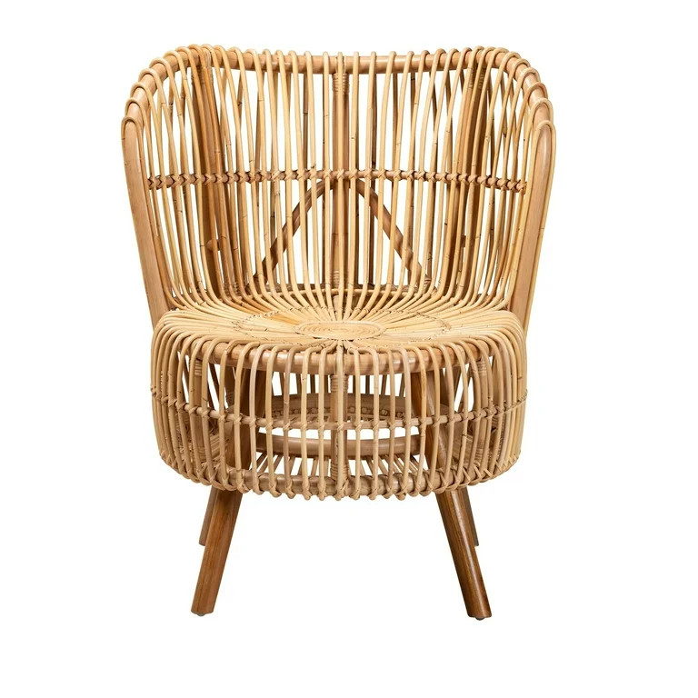 bali & pari Nagoya Modern Bohemian Natural Rattan Wide Seat Lounge Chair - Walmart.com | Walmart (US)