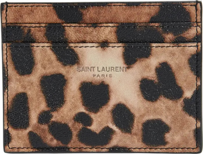 Leopard Print Lambskin Card Case | Nordstrom