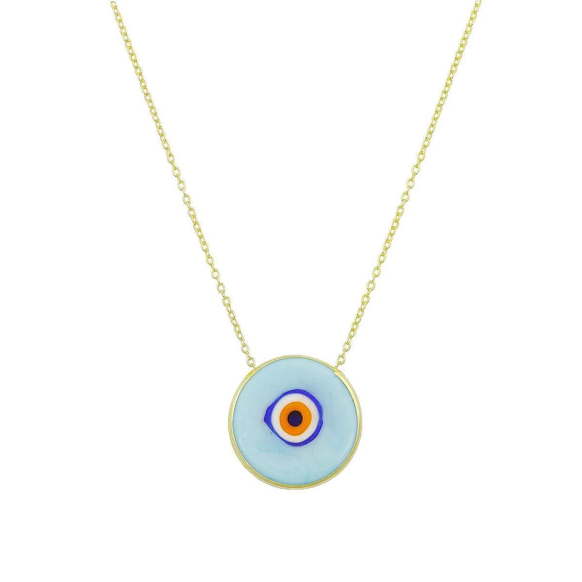 Antique Evil Eye Necklace in Baby Blue | Ragen Jewels