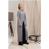 Turtleneck Sweater Dress With Front Slit, Long Sleeve Winter Knit Pullover, Avant Garde Long Knitted Fabric Sweater, Women's Fall Top | Etsy (US)