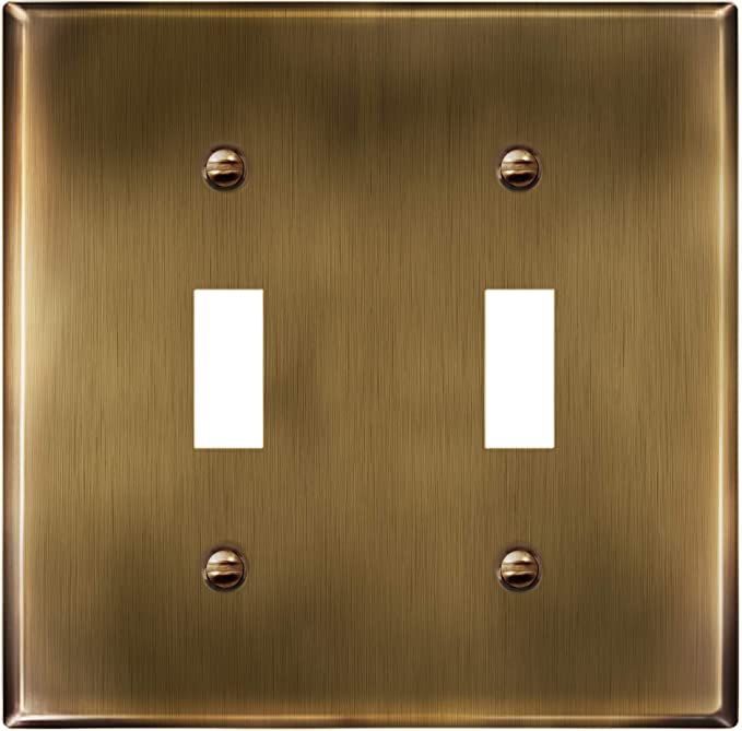 ENERLITES Double Toggle Light Switch Metal Cover, Wall Plate, Corrosion Resistant, Standard Size ... | Amazon (US)