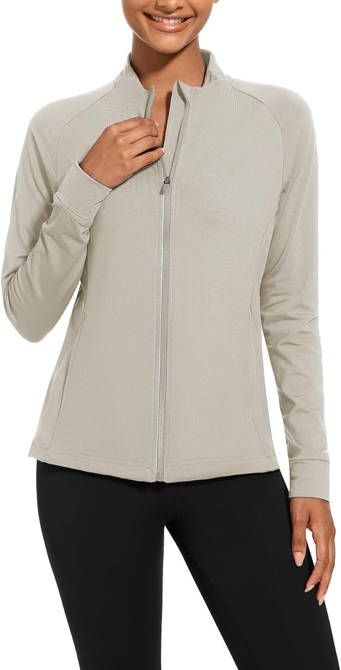 bpbtti Women's Polar Fleece Zip Up Workout Jackets with Pockets Slim Fit Cottony Soft Jacket for ... | Amazon (US)