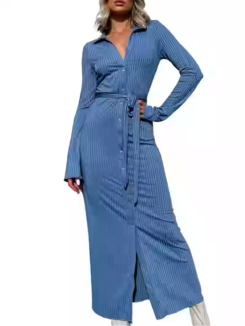 Franhais Women Maxi Dress Long Sleeve Shirt Dress Fashion Casual Dress for Streetwear | Walmart (US)