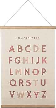 Bon et Beau 16×24 Inch Embroidered Alphabet Poster Framed with Wood Hanger - Dusty Pink Wall Dec... | Amazon (US)