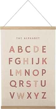 Bon et Beau 16×24 Inch Embroidered Alphabet Poster Framed with Wood Hanger - Dusty Pink Wall Dec... | Amazon (US)