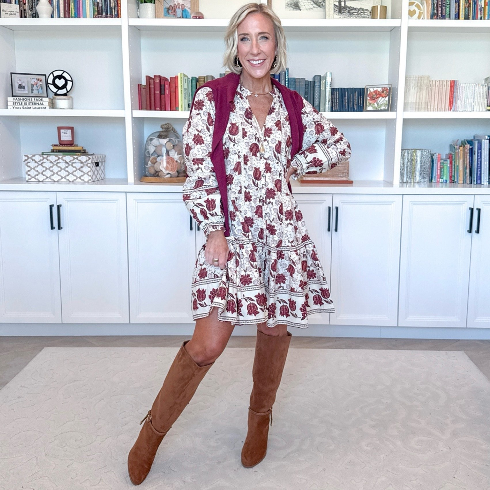 #WalmartPartner - new arrivals - all under $28. @Walmart #walmartstyle :  Tiered Hem Dress w/ Long Sleeves - size XS. $27.98. 3 colors. * Cozy Yarn Crewneck Sweater - size XS. $20. 9 colors.

#LTKSeasonal #LTKOver40 #LTKPetite