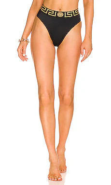 VERSACE Brazilian Bikini Bottom in Black from Revolve.com | Revolve Clothing (Global)