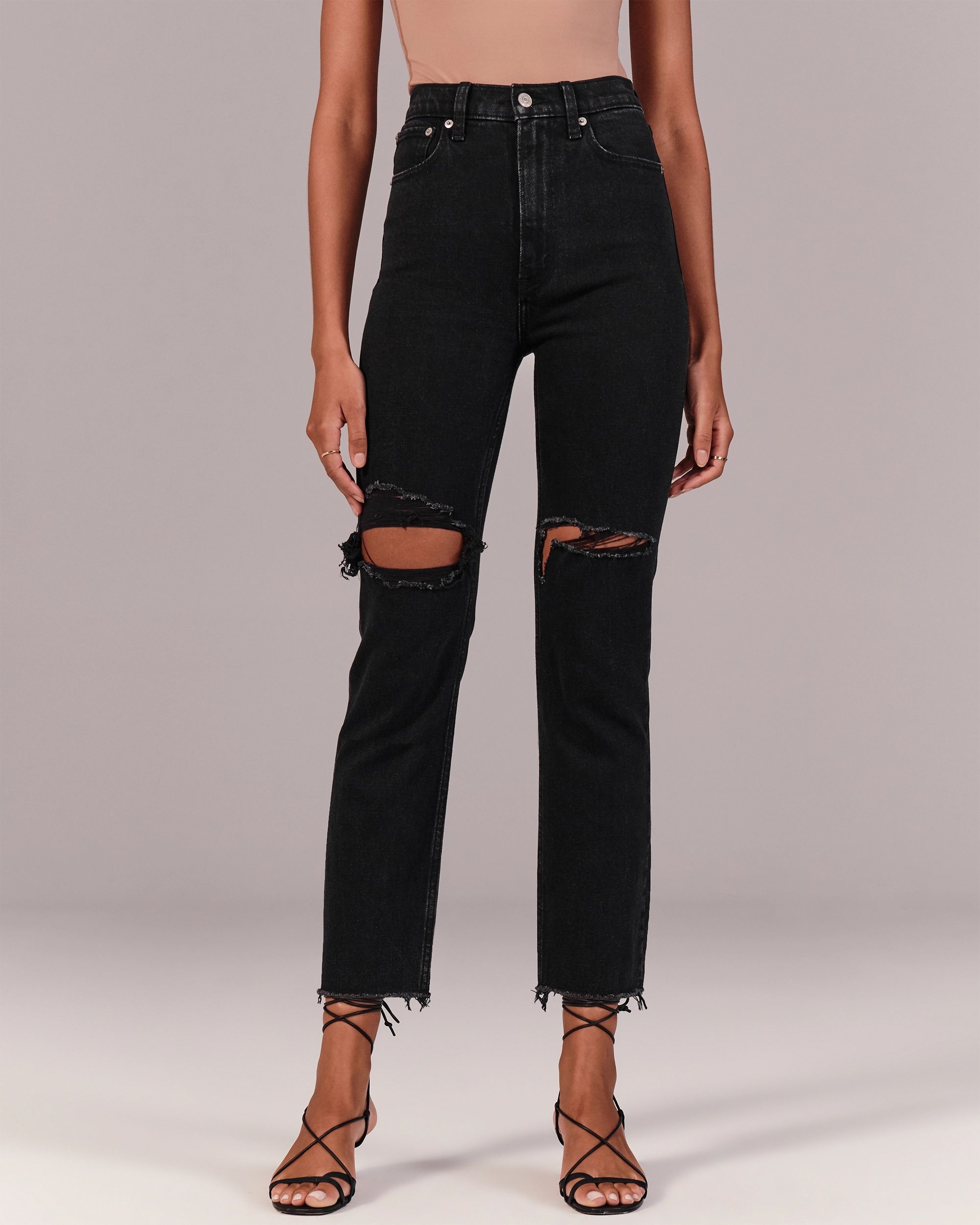 Ultra High Rise Ankle Straight Jeans | Abercrombie & Fitch (US)