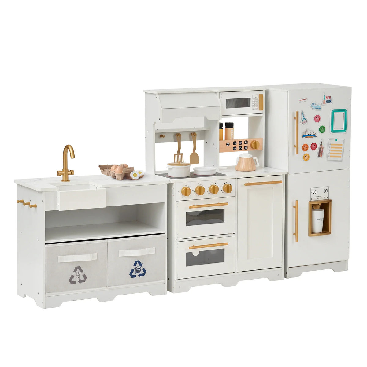 LITTLE CHEF ATLANTA LARGE MODULAR PLAY KITCHEN - WHITE/GOLD | REBEL (formerly Rebelstork)