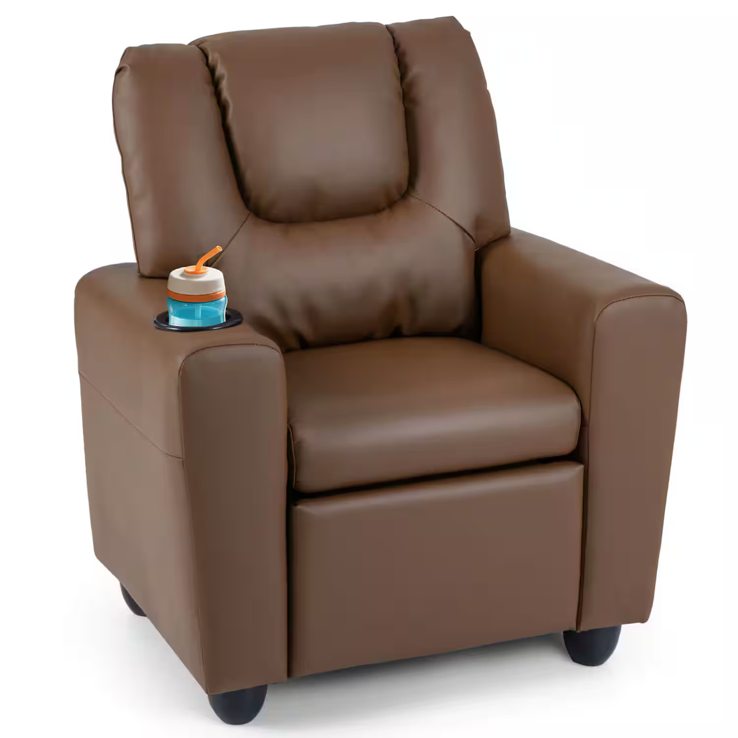 Costway - Kids Recliner with Cup Holder Adjustable Backrest & Footrest for Boys & Girls - Coffee | Best Buy U.S.