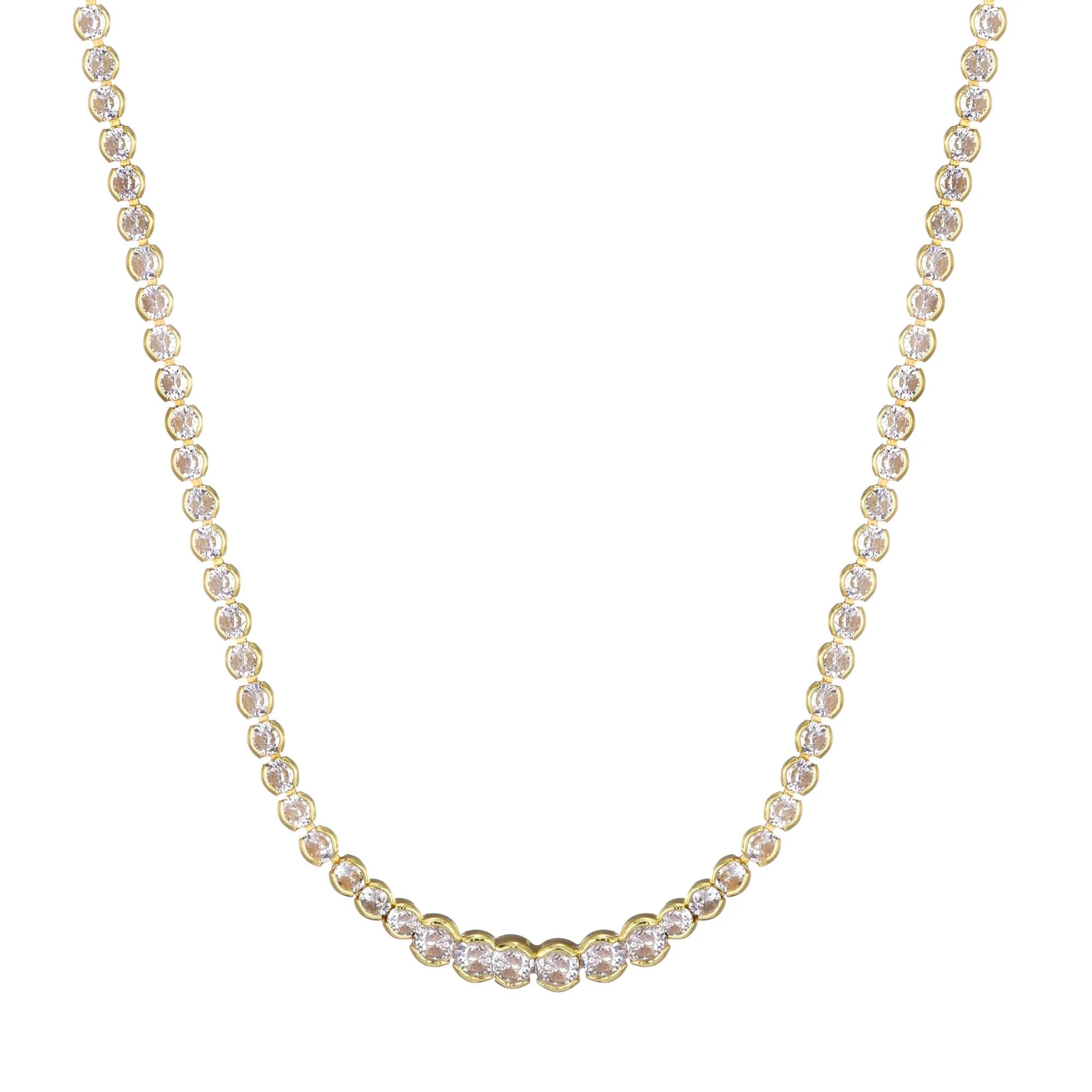 14k Gold Plated Bezeled Crystal Tennis Necklace | Shop Simon