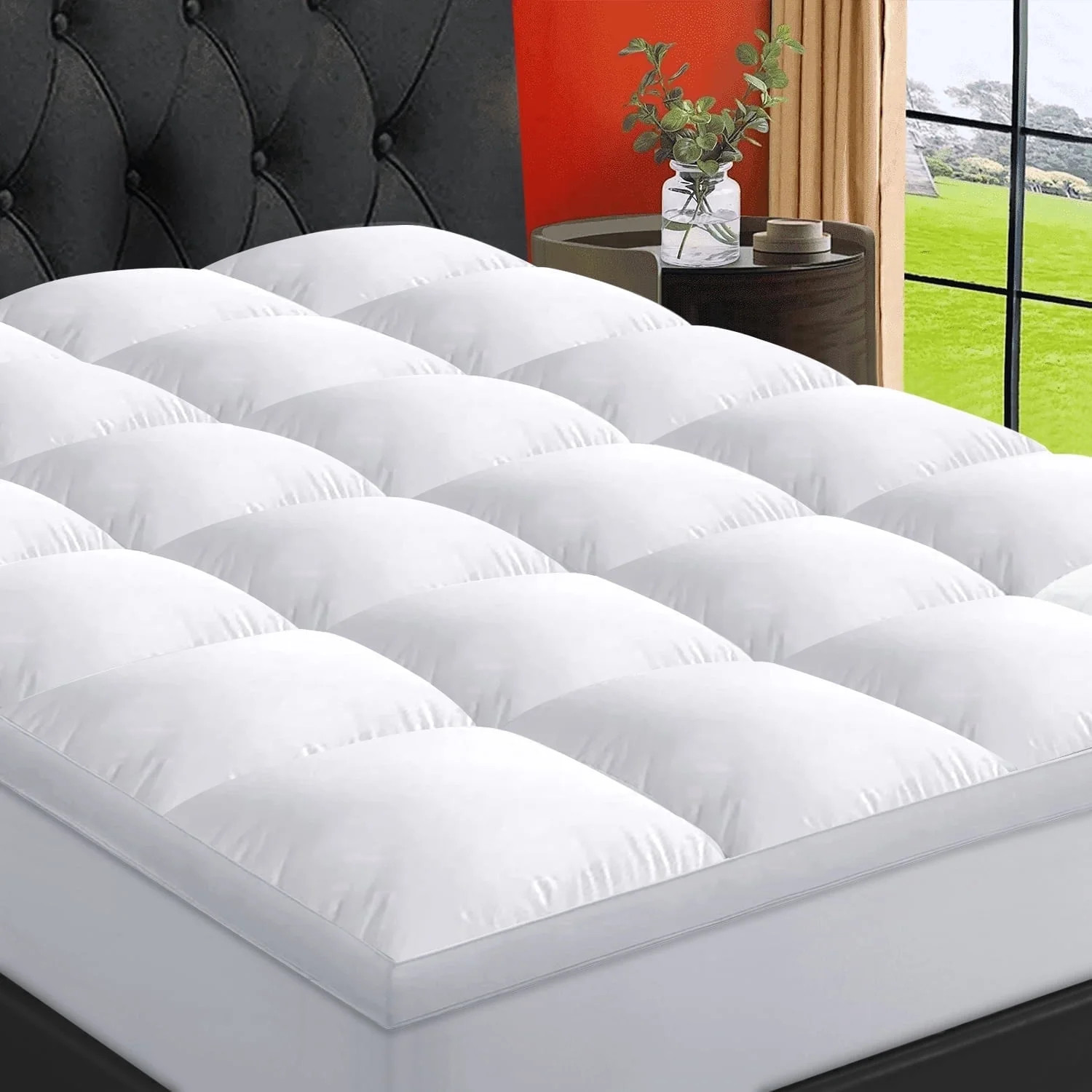 EMONIA 100% 400TC Mattress Topper Queen for Back Pain, 900GSM Mattress Pad Pillow Top, Quilted Fi... | Walmart (US)