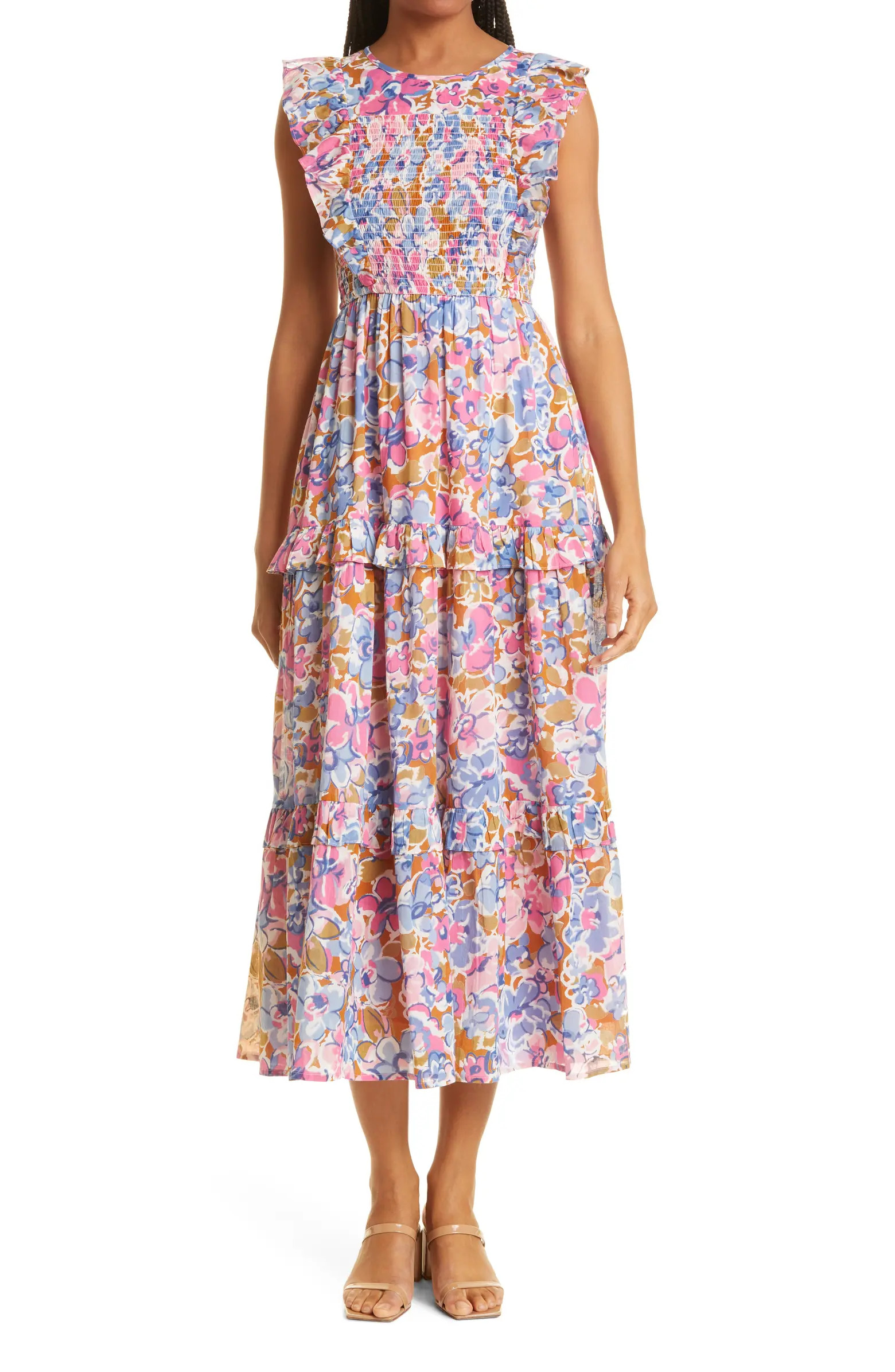 Iris Floral Tiered Organic Cotton Dress | Nordstrom