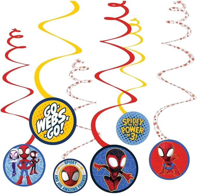 Spiral Decorations - 5" (12 Pcs) - Multicolor Cardstock & Foil Hanging Decors for Kids Birthday &... | Amazon (US)