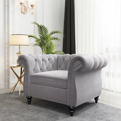 Engelgard Velvet Chesterfield Chair | Wayfair North America