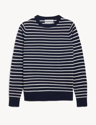 Pure Merino Wool Striped Crew Neck Jumper | Marks & Spencer (UK)