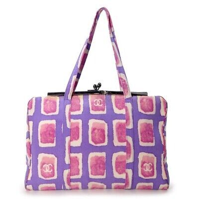 Vintage Chanel Purple Pink Watercolor Printed Tote Shoulder Bag Handbag Coco  | eBay | eBay US