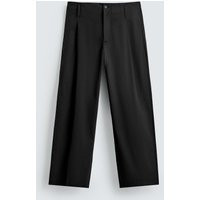 Zara - Cotton-Viscose Pleated Trousers In Black - 34 - Man | Zara UK