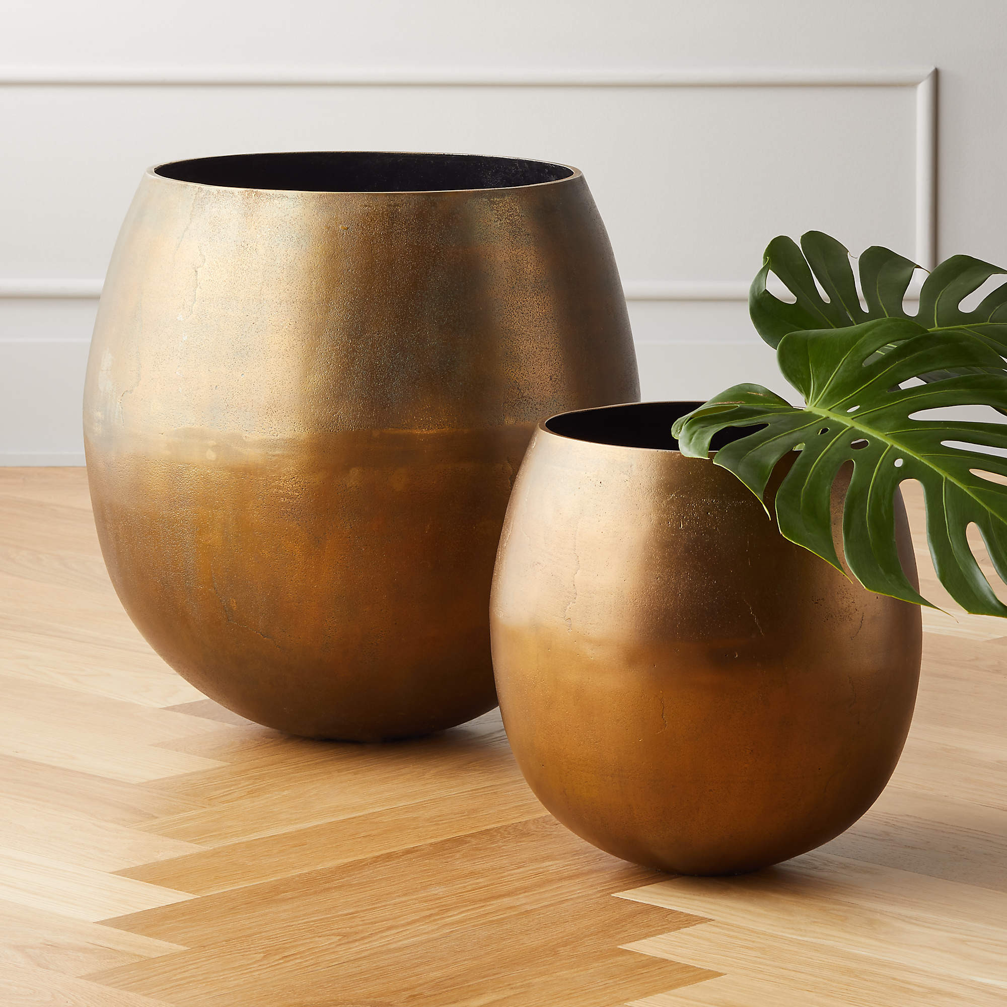 Rough Modern Brass Metal Indoor Planter Small + Reviews | CB2 | CB2