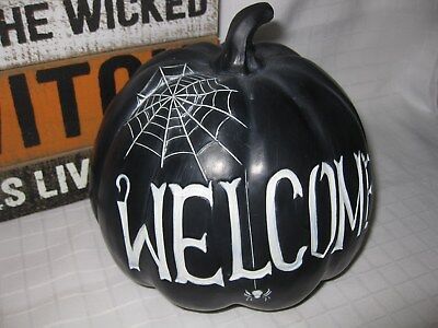 BLACK WELCOME PUMPKIN SPIDER COBWEB HALLOWEEN TABLETOP DECOR ? | eBay US