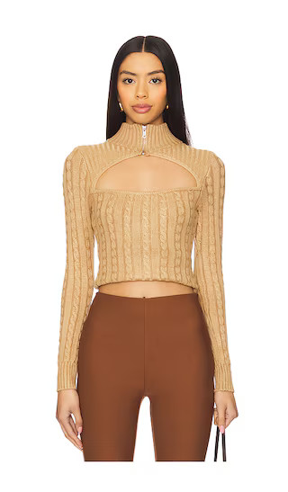 Tanya Cut Out Sweater in Camel | Revolve Clothing (Global)