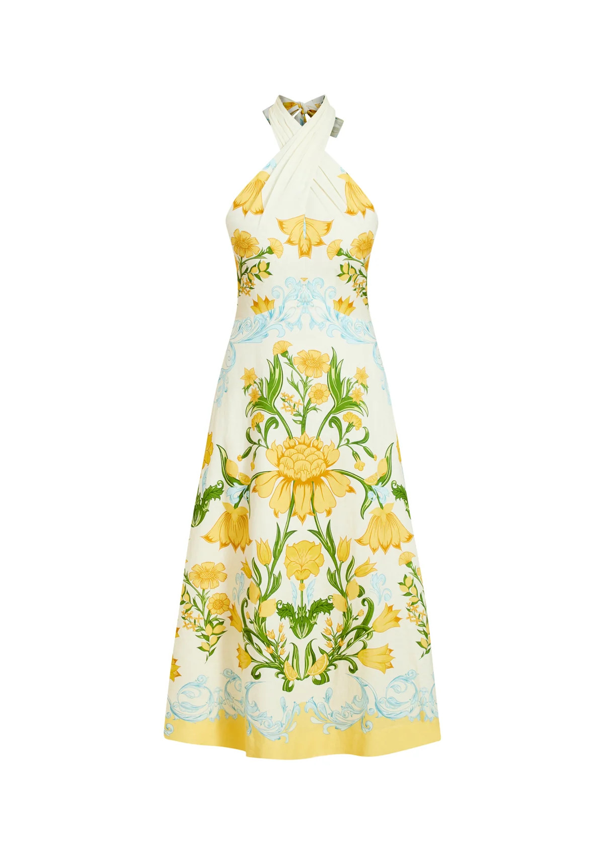 Copacabana Halter Midi Dress in Lemon Verbena | Over The Moon