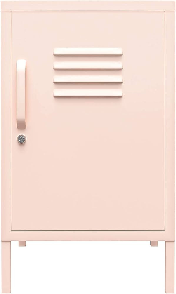 REALROOMS Shadwick 1 Door Metal Locker Style Livingroom End Table, Pink | Amazon (US)