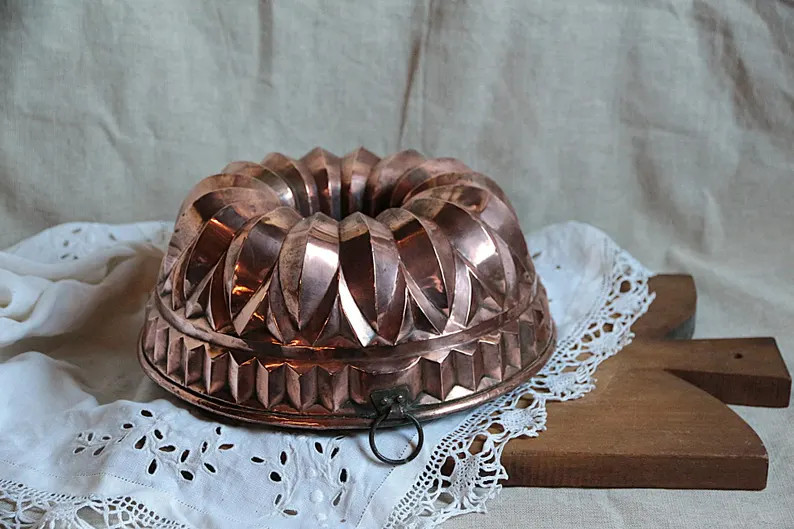 French Copper Bundt Pan, Pewter Lined Cake Mold, Farmhouse Kitchen Decor - Etsy | Etsy (US)