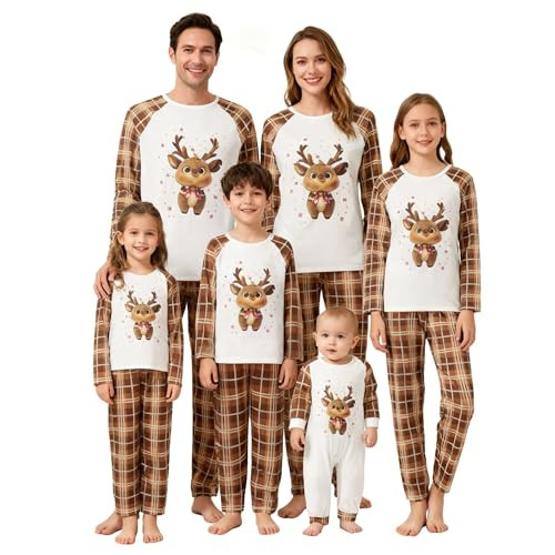 Awoscut Family Christmas Pajamas Matching Pajamas for Family, Xmas PJs Sets Holiday Sleepwear (on-2, Mom, M) | Amazon (US)
