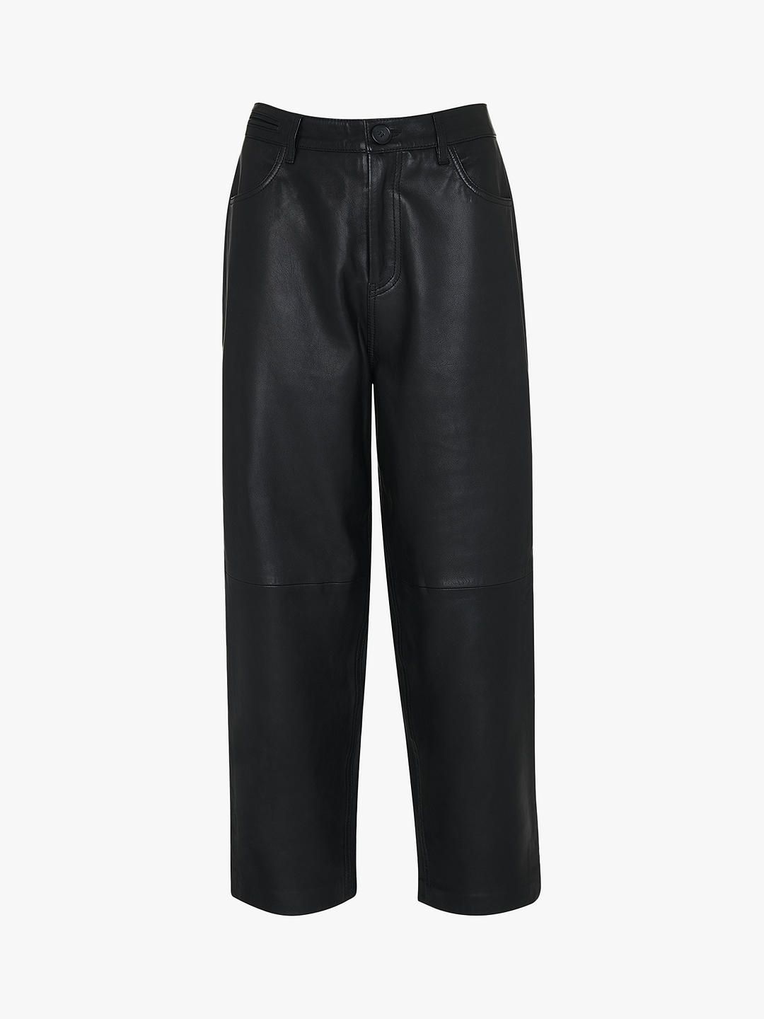 Whistles Laura Leather Trousers, Black | John Lewis (UK)