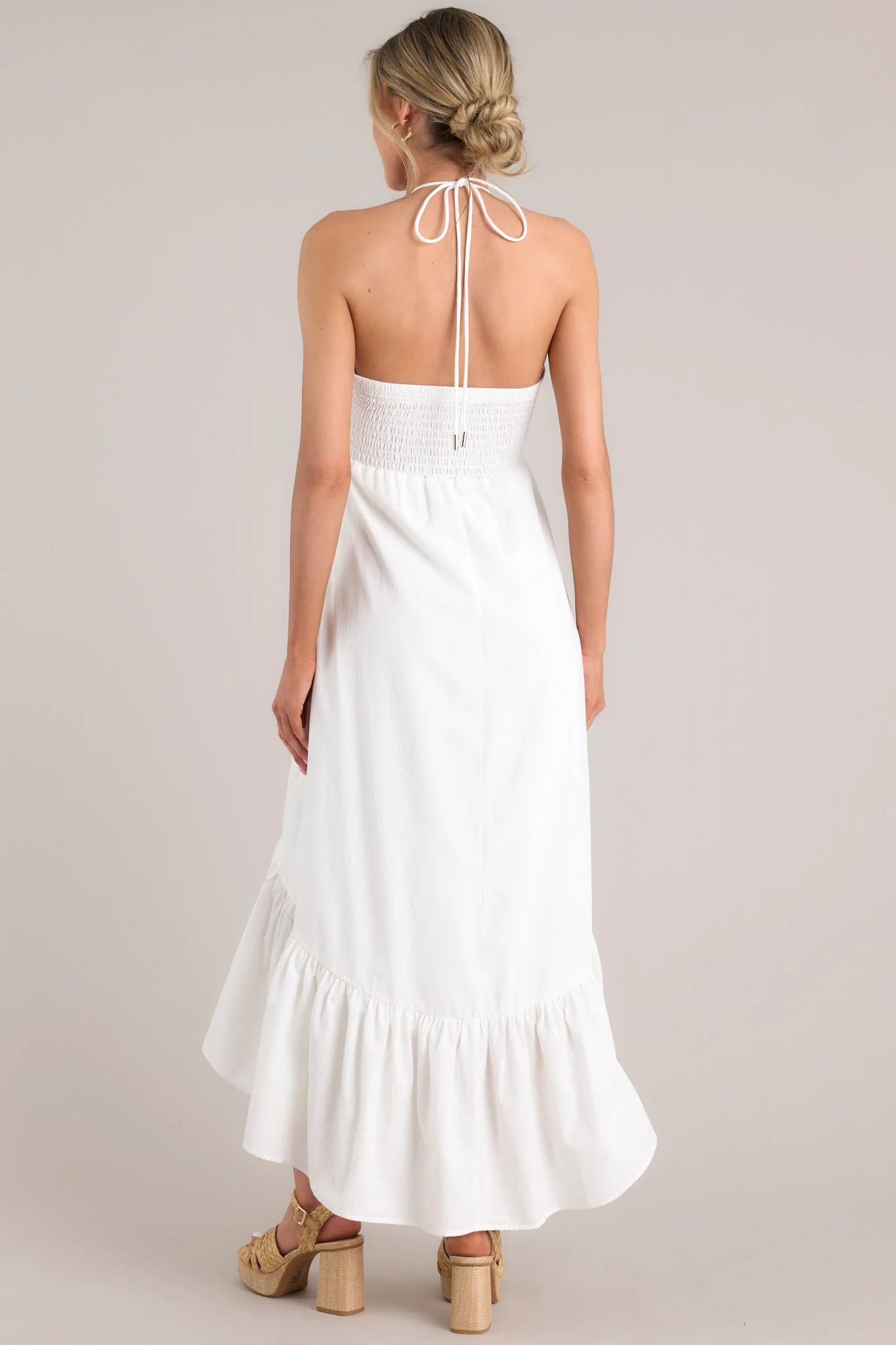 Memory Lane White Halter Midi Dress | Red Dress