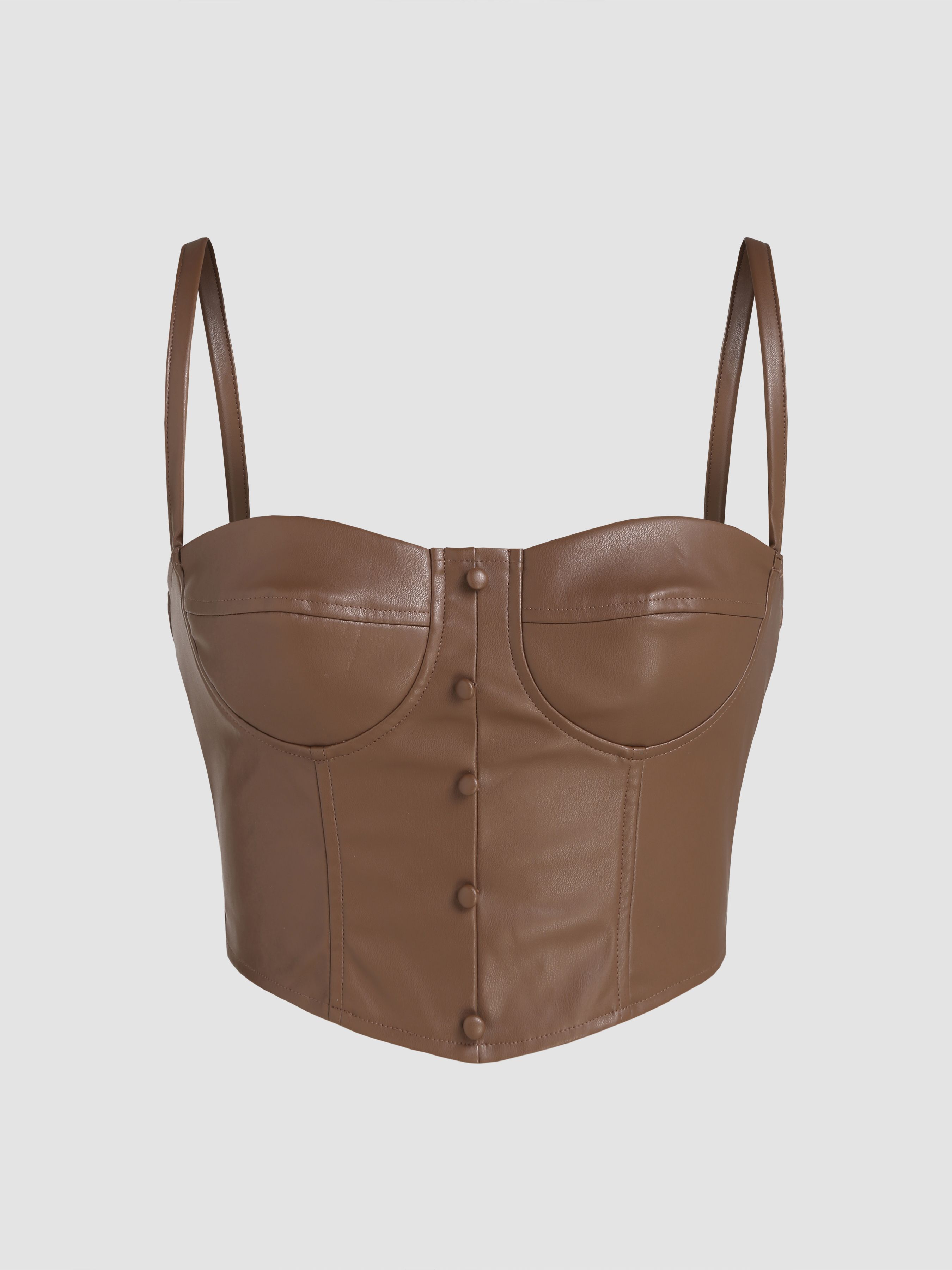 Faux Leather Corset Tank Top - Cider | Cider