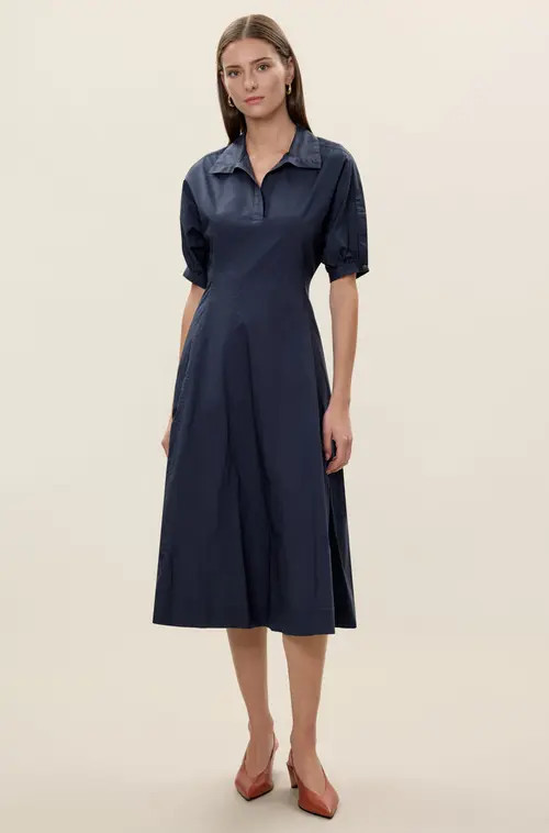 Rebecca Taylor Aisley Poplin Dress in Navy at Nordstrom, Size X-Small | Nordstrom