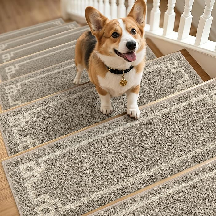 BEQHAUSE Stair Treads for Wooden Steps Non Slip Washable Carpet Stair Treads with Reusable Residu... | Amazon (US)
