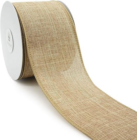 CT CRAFT LLC Plain Faux Jute Burlap Wired Ribbon, (2.5 inch x 10 Yards) - Natural, Christmas, Hom... | Amazon (US)