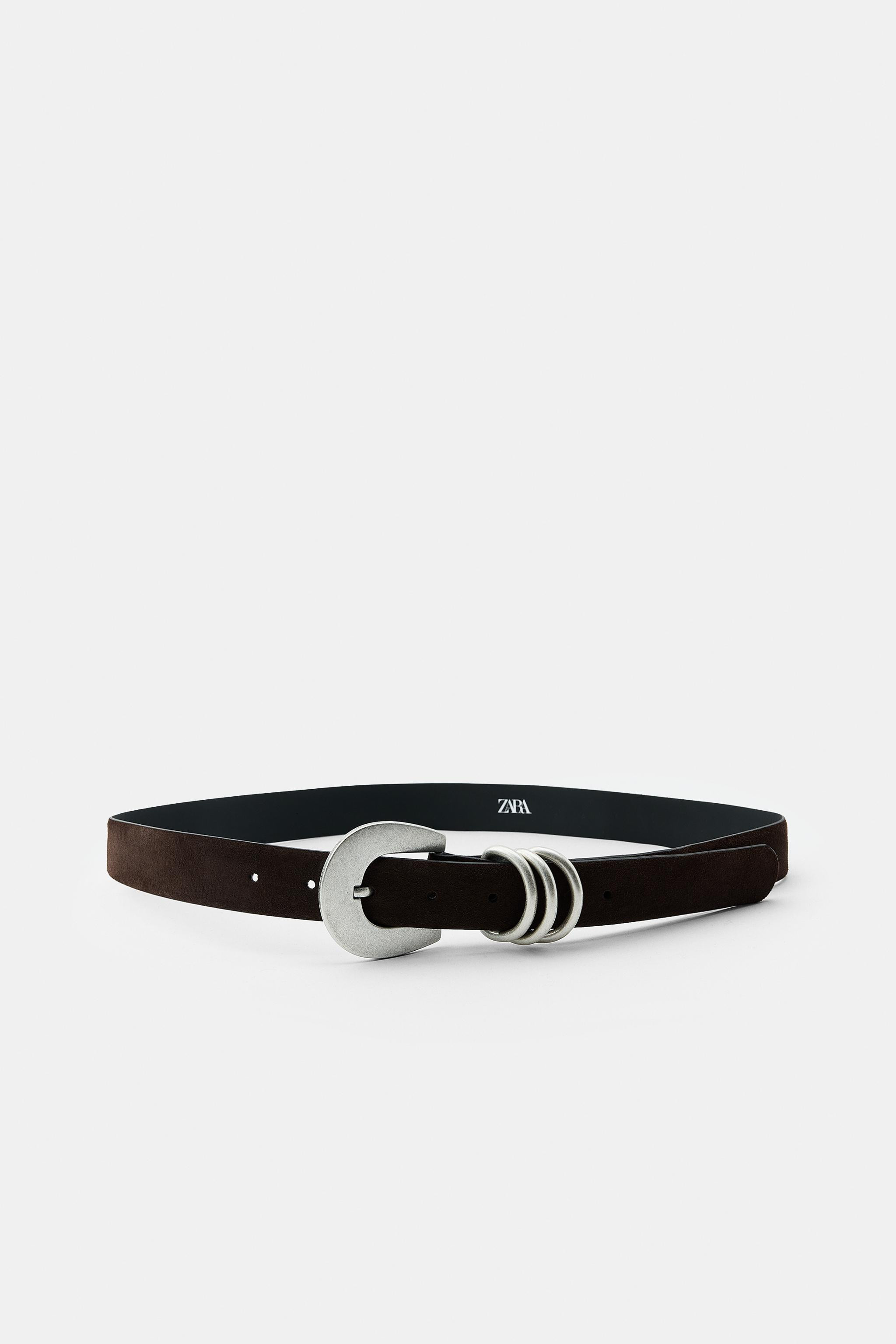 100% SUEDE LEATHER BELT WITH TRIPLE KEEPER | Zara US