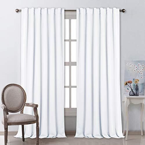 NICETOWN Window Treatment Curtains for Guestroom, (White Color) W52 x L108, 2 PCs, Back Tab/Rod P... | Amazon (US)