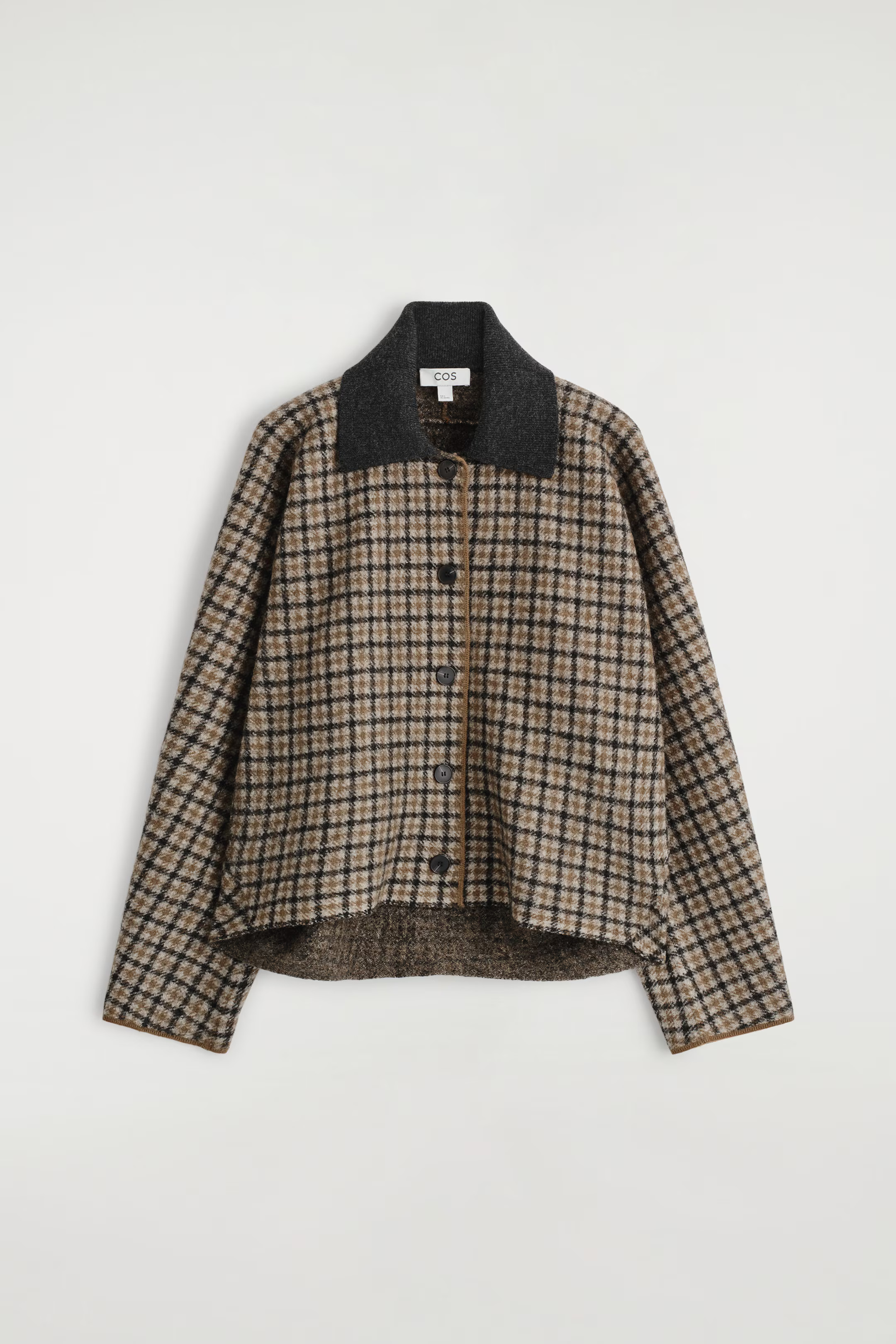 SCULPTED MERINO WOOL JACKET - BEIGE / CHECKED | COS | COS UK