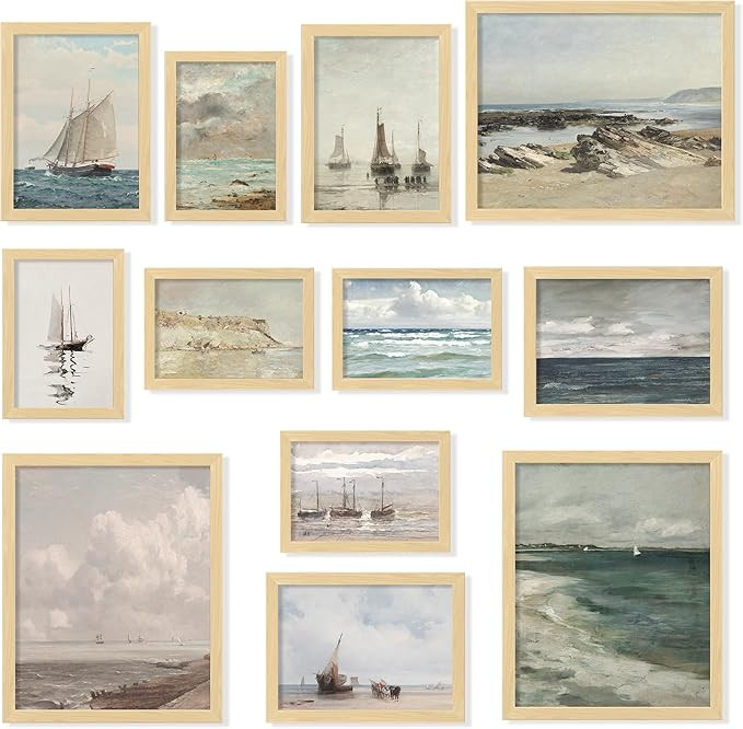 97 Decor Coastal Vintage Wall Art - Large Seascape Wall Art, Nautical Vintage Wall Decor, Retro S... | Amazon (US)