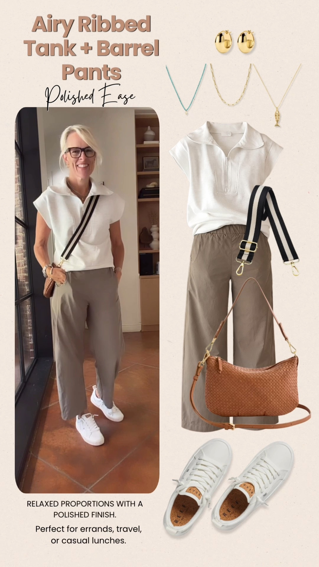 This ribbed tank and barrel-leg pant combination is such an easy way to look polished without feeling dressed up. I love the relaxed proportions, neutral palette, and how easily this works for errands, travel days, or a casual lunch. Add white sneakers and a simple crossbody for an effortless everyday look.

💡 LTK MADE EASY
❤️ Heart = Support my posts!
🔖 Save = Get sale & restock alerts
📋 Lists = Keep favorites organized
📲 Share = Send lists and products to a friend. Hello, Christmas List!
💬 Comment = Ask me anything about what I’m wearing. :-)

#LTKootd #LTKOver40 #LTKgrwm