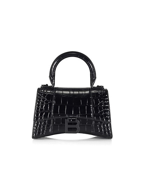 XS Hourglass Croc-Embossed Leather Top Handle Bag | Saks Fifth Avenue