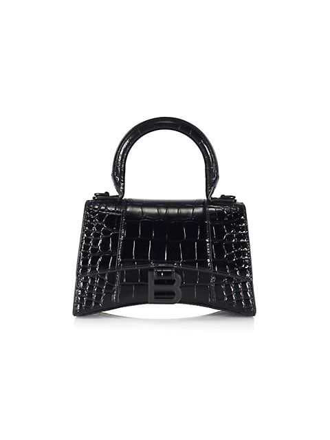 XS Hourglass Croc-Embossed Leather Top Handle Bag | Saks Fifth Avenue