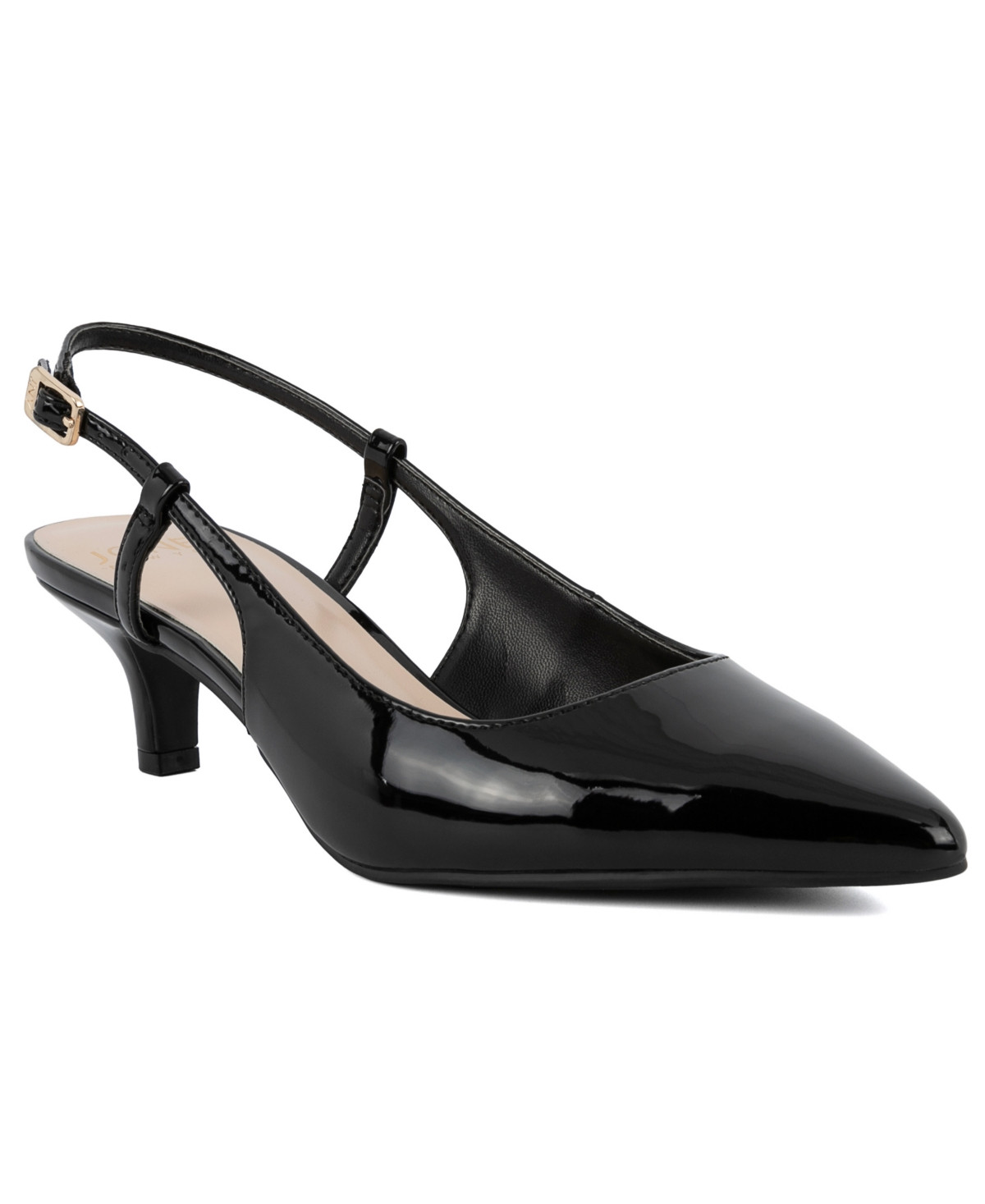 Jones New York Women's Charla Kitten Heel Slingback Pumps - Black Patent | Macy's