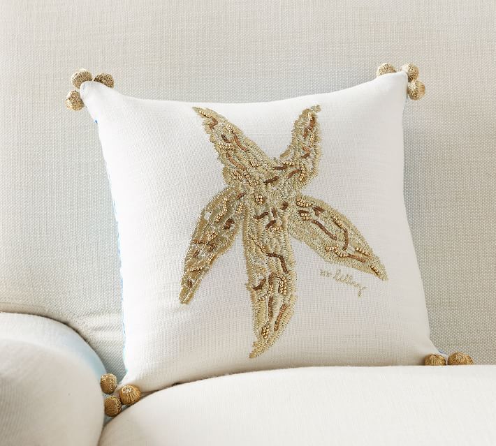 Lilly Pulitzer Seeing Stars Embroidered Reversible Pillow | Pottery Barn (US)