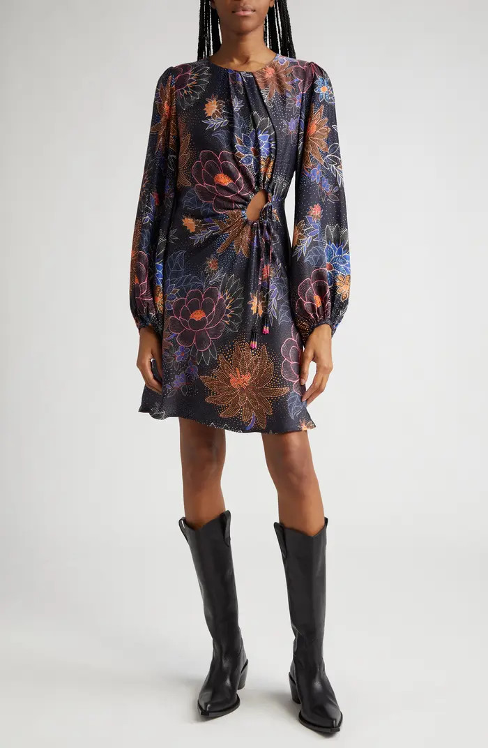Sparkle Flowers Long Sleeve Minidress | Nordstrom